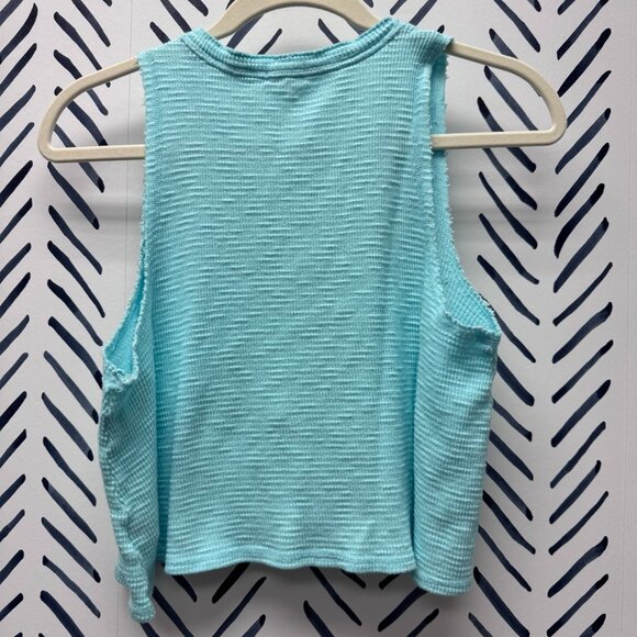 Aerie Sky Blue Tank Top With Button Front -M - Picture 3 of 4